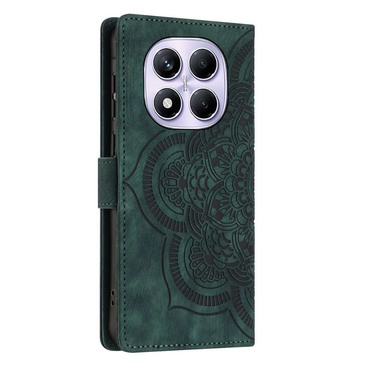 For Redmi Note 14 Pro 5G Mandala Embossed Retro Frosted Leather Phone Case(Green)