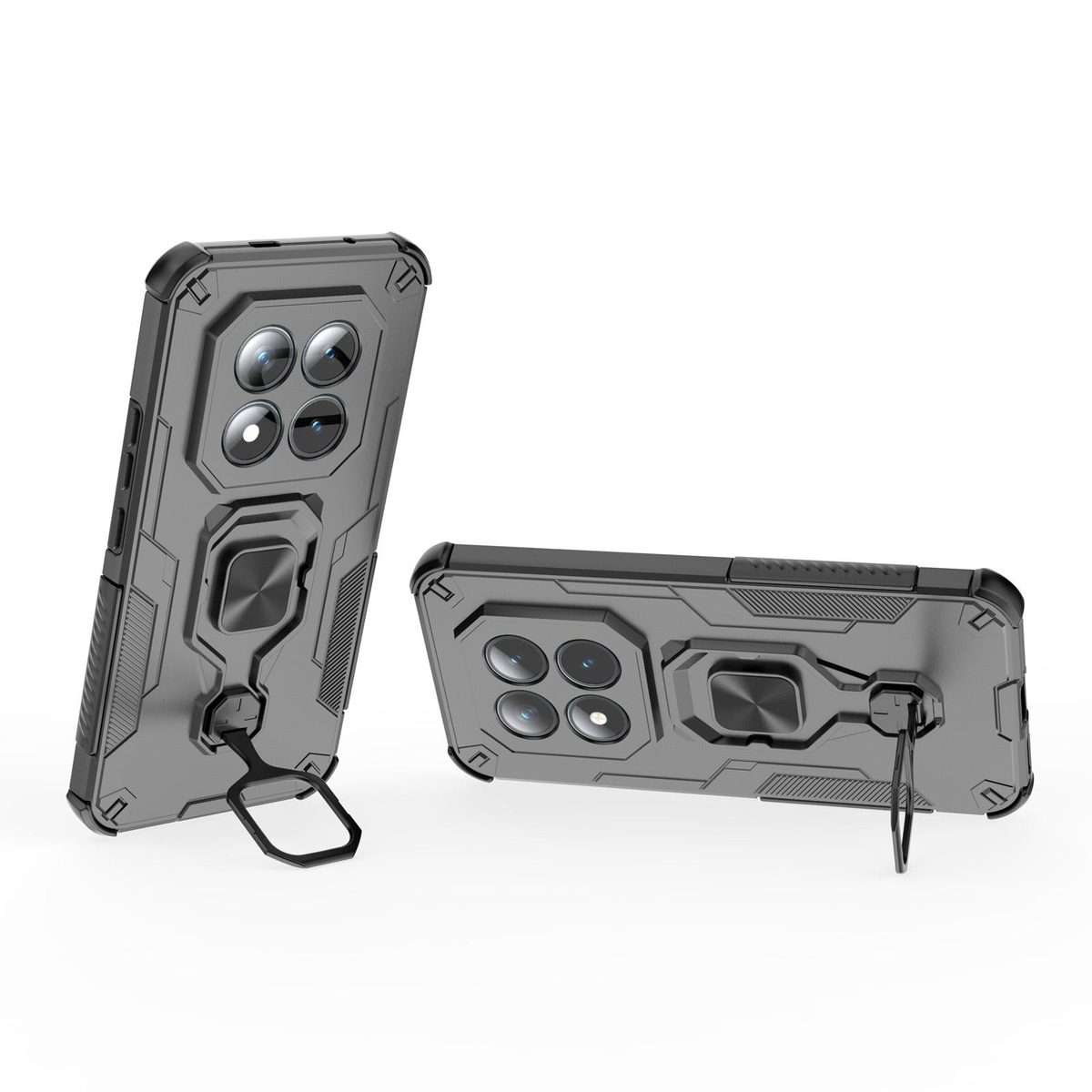 For Redmi Note 15 Pro+ 5G 163.3mm Metal Kickstand TPU Hybrid PC Phone Case(Black)