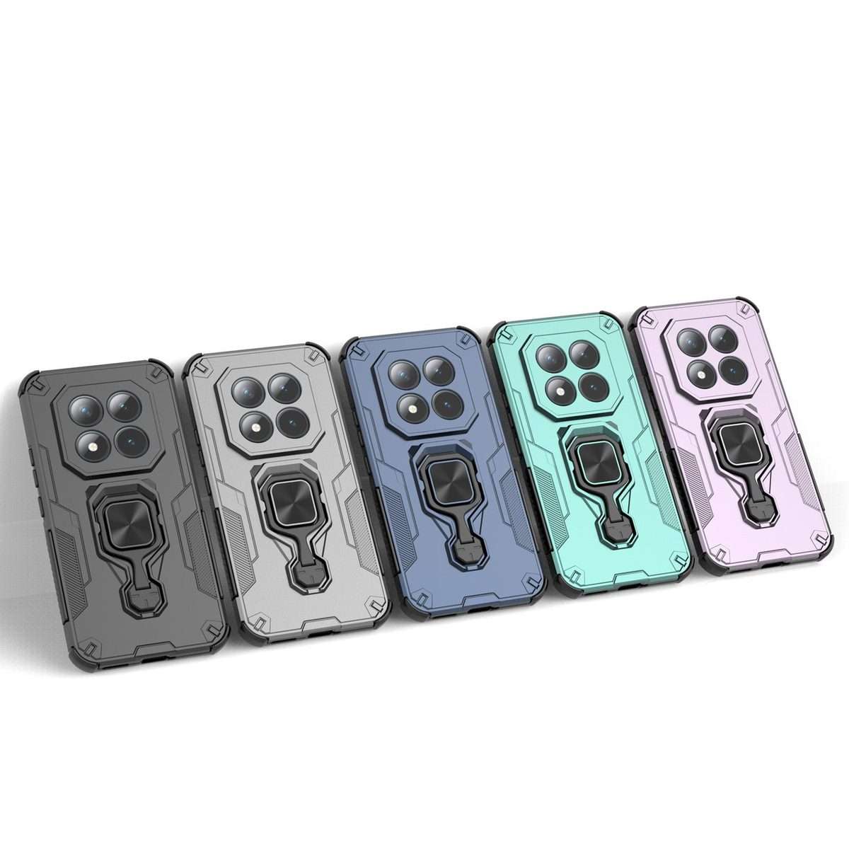 For Redmi Note 15 Pro+ 5G 163.3mm Metal Kickstand TPU Hybrid PC Phone Case(Black)