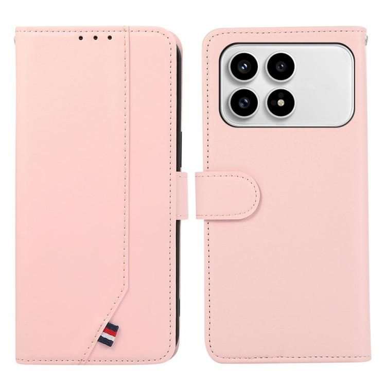 For Redmi K90 / Poco F8 Pro ABEEL Delicate Texture Splicing RFID Leather Phone Case(Pink)