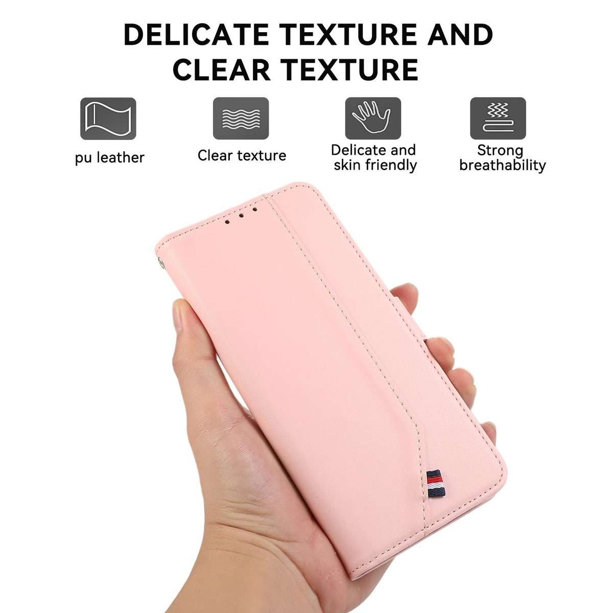 For Redmi K90 / Poco F8 Pro ABEEL Delicate Texture Splicing RFID Leather Phone Case(Pink)