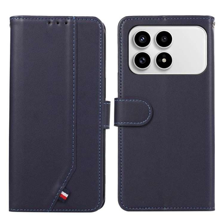 For Redmi K90 / Poco F8 Pro ABEEL Delicate Texture Splicing RFID Leather Phone Case(Blue)