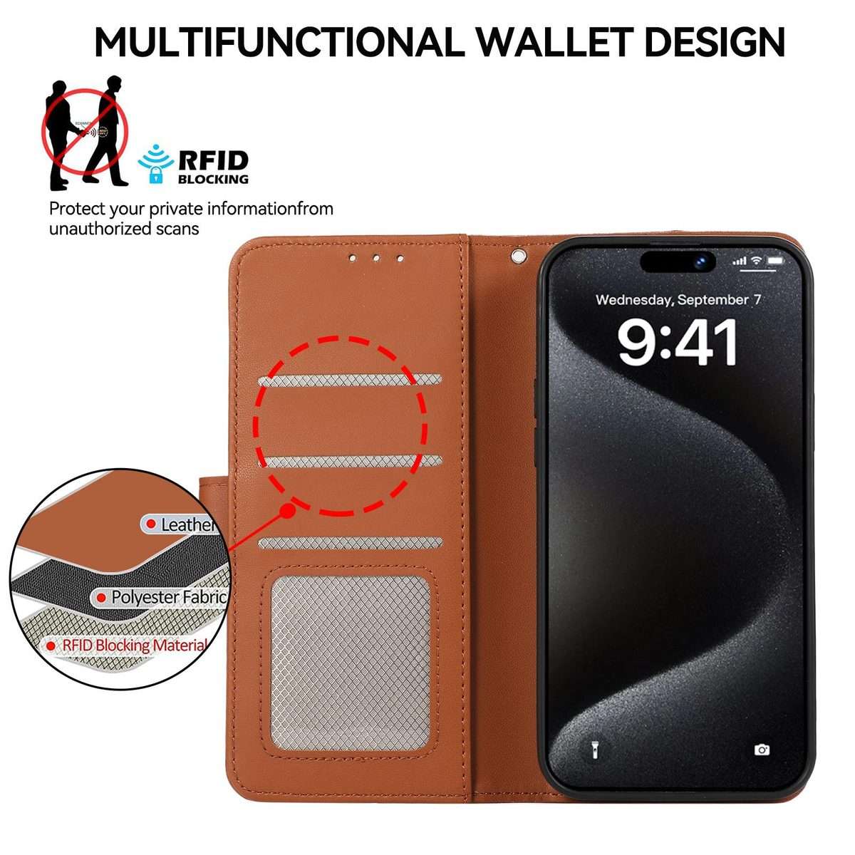 For Redmi K90 / Poco F8 Pro ABEEL Delicate Texture Splicing RFID Leather Phone Case(Brown)
