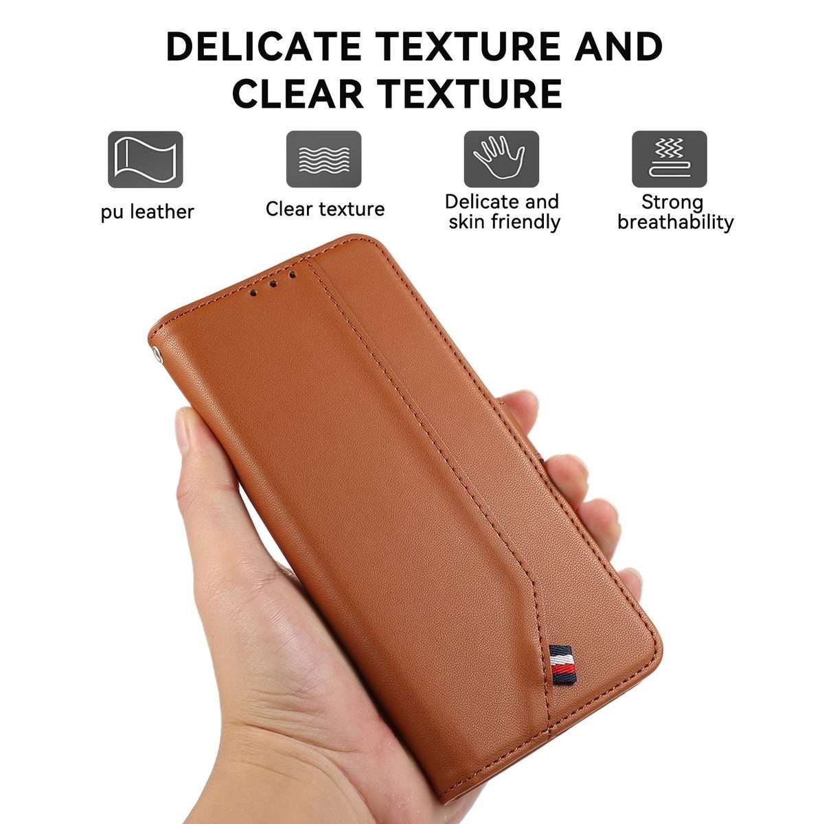 For Redmi K90 Pro Max/Poco F8 Ultra ABEEL Delicate Texture Splicing RFID Leather Phone Case(Brown)