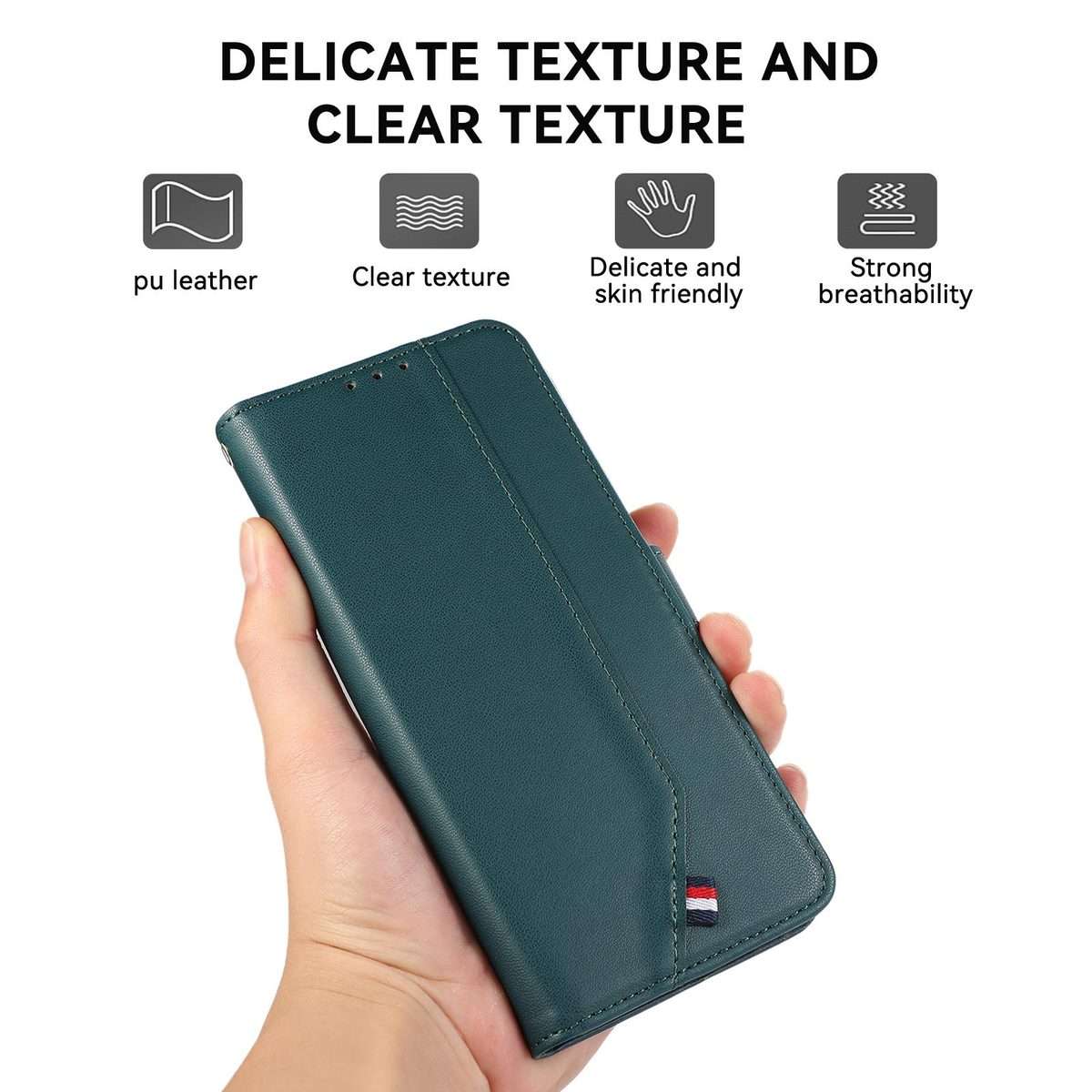 For Redmi K90 Pro Max/Poco F8 Ultra ABEEL Delicate Texture Splicing RFID Leather Phone Case(Green)