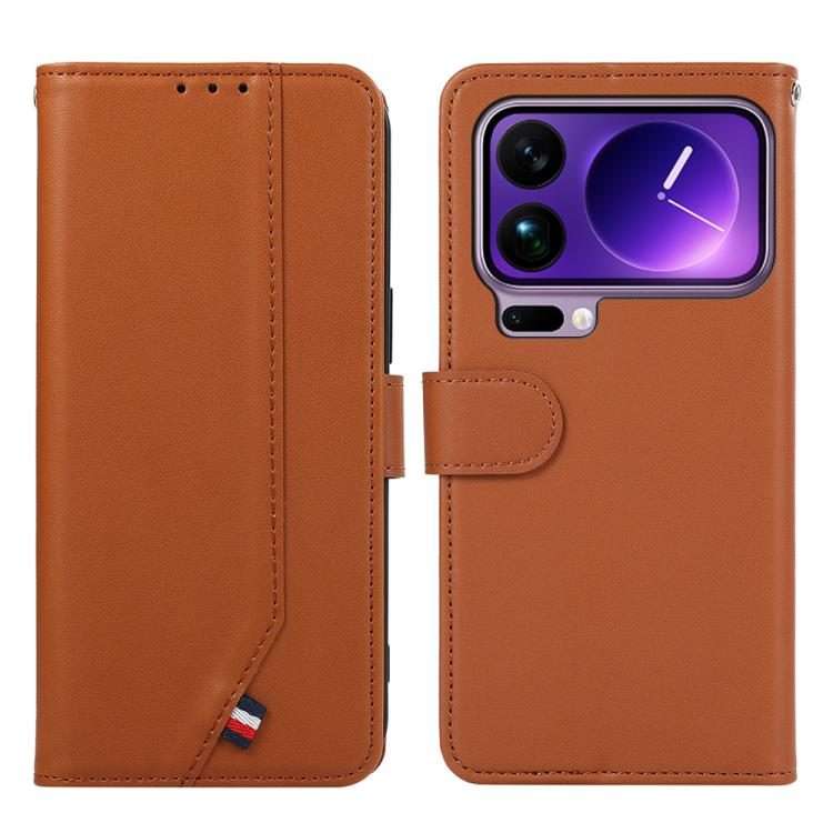 For Xiaomi 17 Pro ABEEL Delicate Texture Splicing RFID Leather Phone Case(Brown)