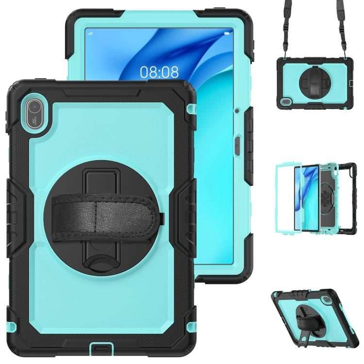 For Huawei MatePad SE 11 2024 Silicone Hybrid PC Tablet Case with Shoulder Strap(Light Blue PC)