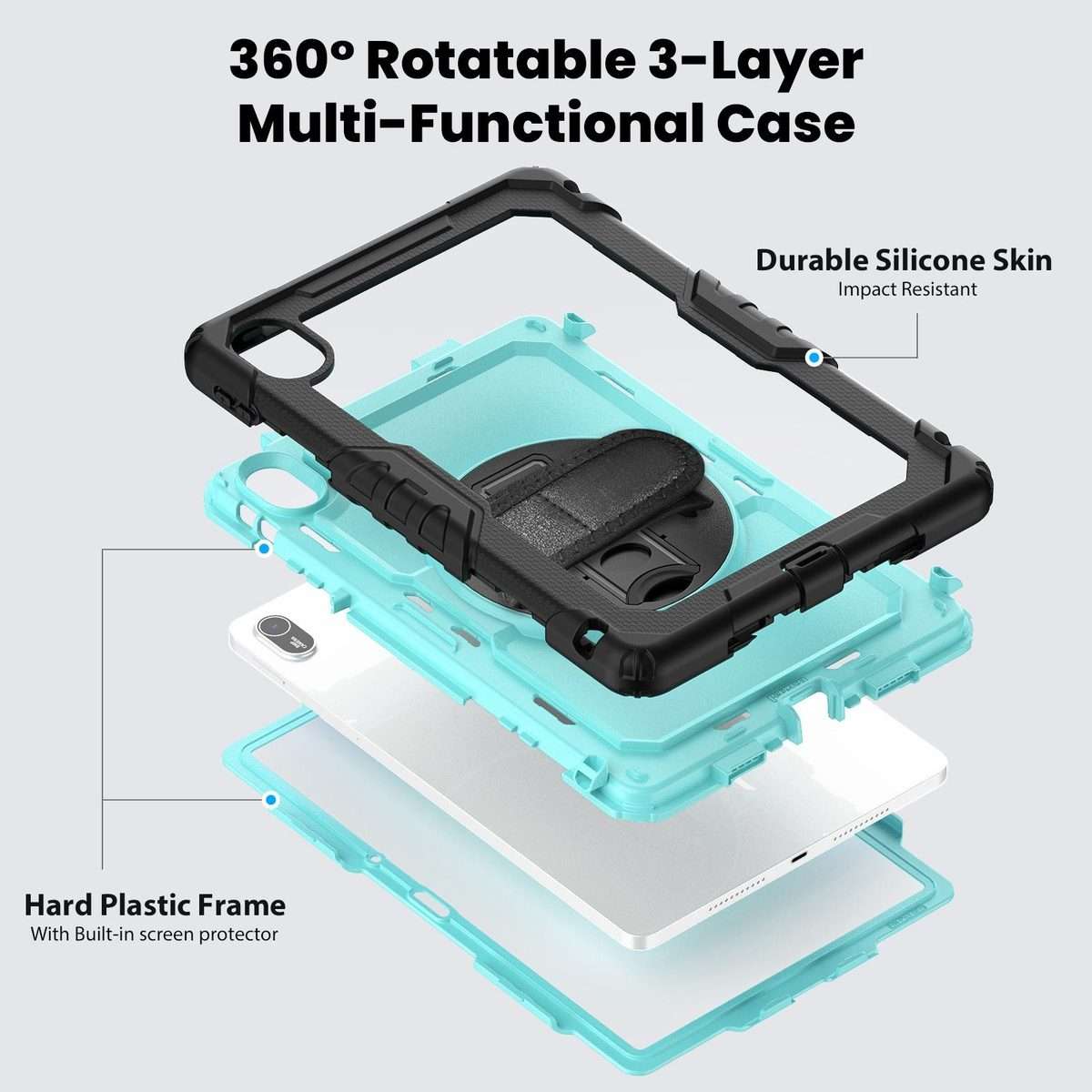 For Huawei MatePad SE 11 2024 Silicone Hybrid PC Tablet Case with Shoulder Strap(Light Blue PC)