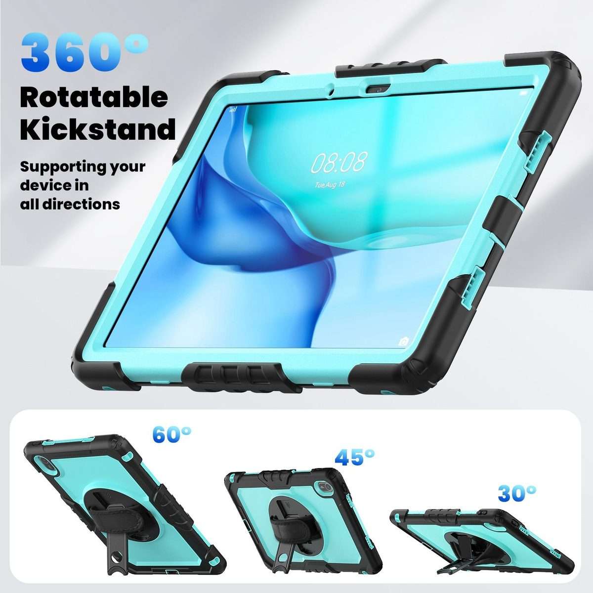 For Huawei MatePad SE 11 2024 Silicone Hybrid PC Tablet Case with Shoulder Strap(Light Blue PC)