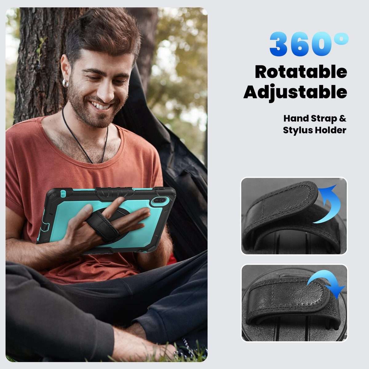 For Huawei MatePad SE 11 2024 Silicone Hybrid PC Tablet Case with Shoulder Strap(Light Blue PC)