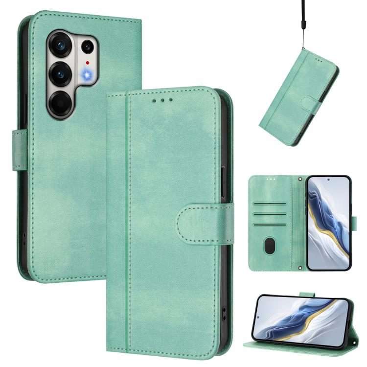 For Tecno Camon 50 Pro 4G Line Splicing Buckle Retro Leather Phone Case(Mint)