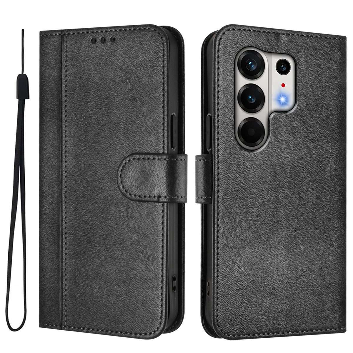 For Tecno Camon 50 Pro 4G Line Splicing Buckle Retro Leather Phone Case(Black)