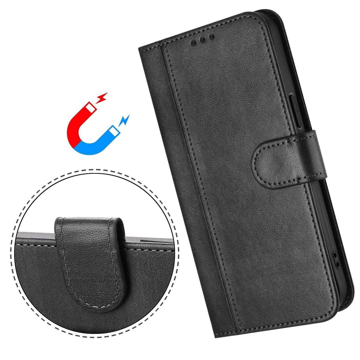 For Tecno Camon 50 Pro 4G Line Splicing Buckle Retro Leather Phone Case(Black)