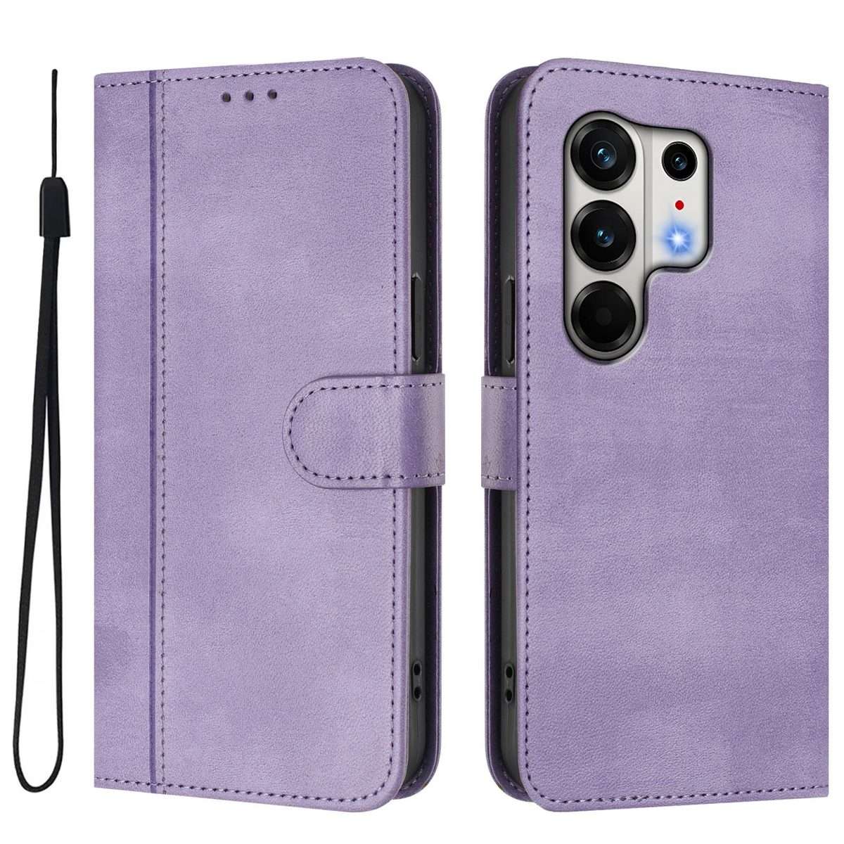 For Tecno Camon 50 Pro 4G Line Splicing Buckle Retro Leather Phone Case(Purple)
