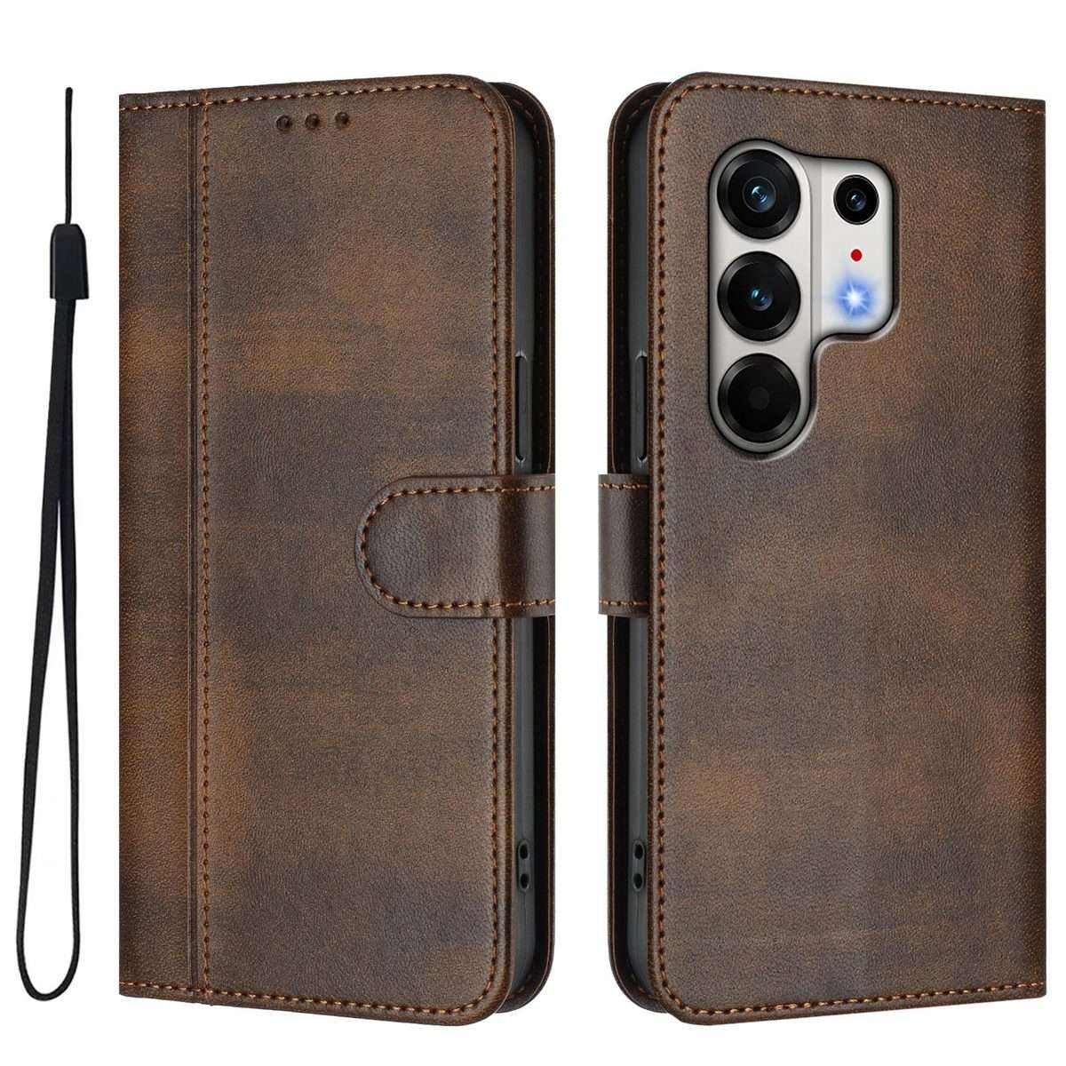 For Tecno Camon 50 Pro 4G Line Splicing Buckle Retro Leather Phone Case(Brown)