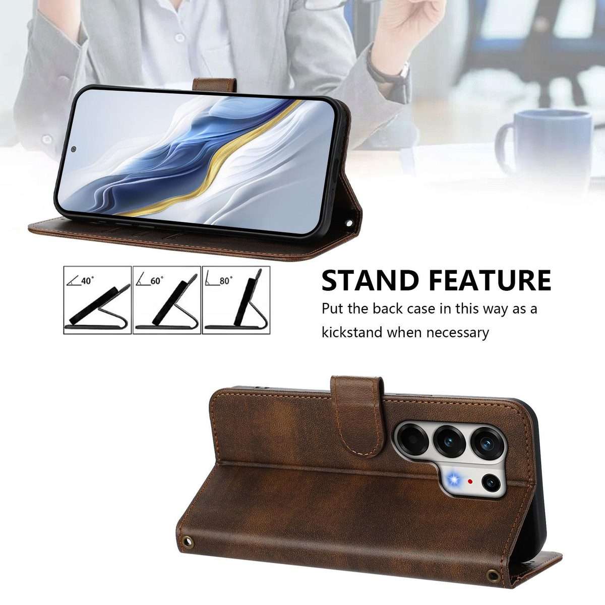 For Tecno Camon 50 Pro 4G Line Splicing Buckle Retro Leather Phone Case(Brown)