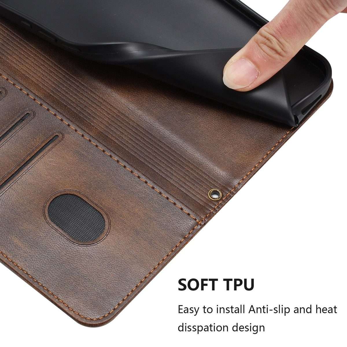 For Tecno Camon 50 Pro 4G Line Splicing Buckle Retro Leather Phone Case(Brown)