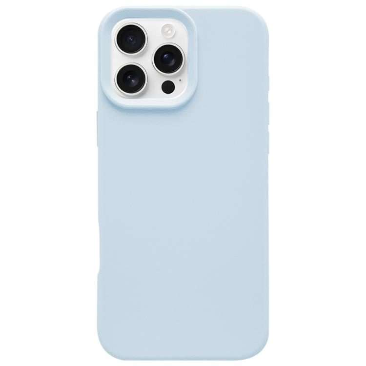 For iPhone 16 Pro Dopamine Simple Imitation Liquid Silicone Phone Case(Cream Blue)