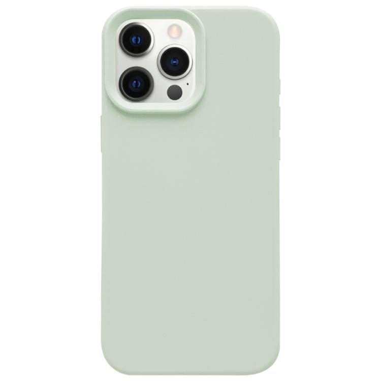 For iPhone 12 Pro Max Dopamine Simple Imitation Liquid Silicone Phone Case(Milk Green)