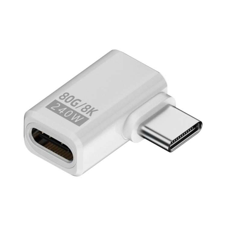 240W 80Gbps USB4 2.0 Type-C Full Function Adapter, Model:Side Bend(White)