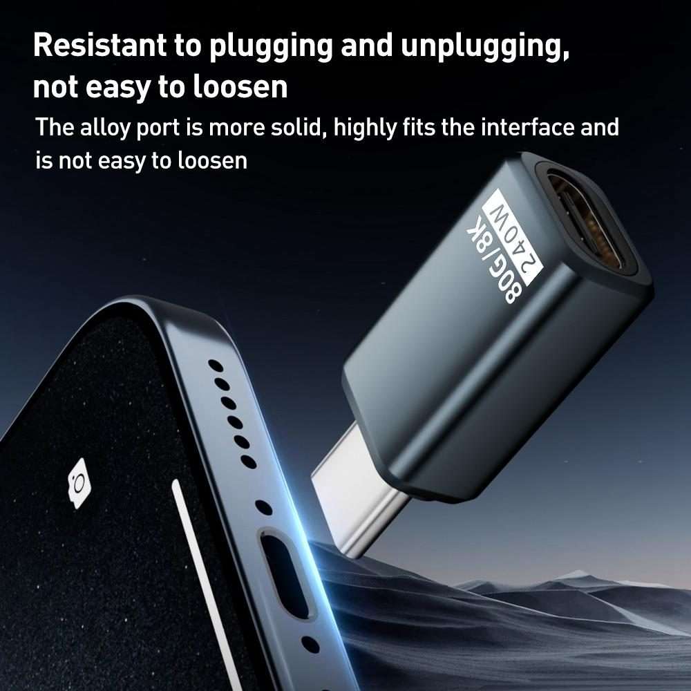 240W 80Gbps USB4 2.0 Type-C Full Function Adapter, Model:Side Bend(White)