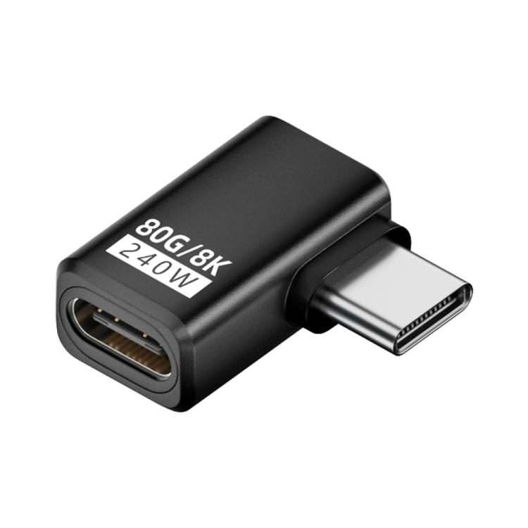 240W 80Gbps USB4 2.0 Type-C Full Function Adapter, Model:Side Bend(Black)
