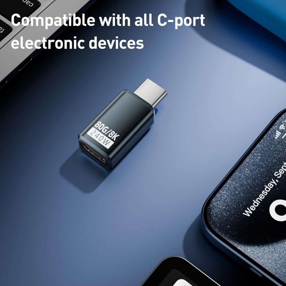 240W 80Gbps USB4 2.0 Type-C Full Function Adapter, Model:Side Bend(Black)