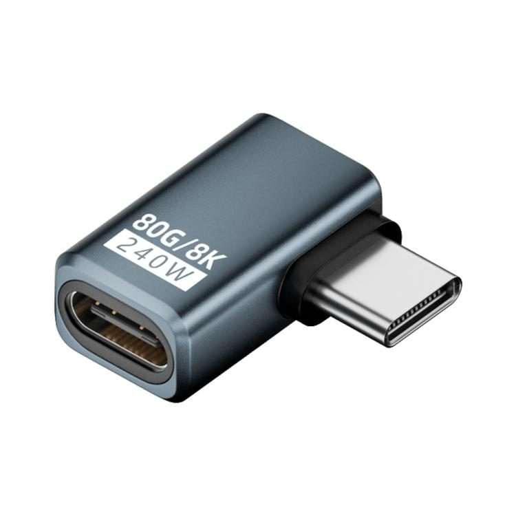 240W 80Gbps USB4 2.0 Type-C Full Function Adapter, Model:Side Bend(Gray)
