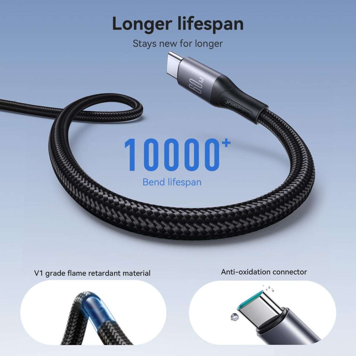 JOYROOM S-A28 Flash Series 480Mbps Fast Charging Data Cable, Type-C to Type-C Cable, L ... (Black)