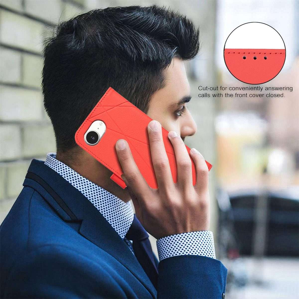 For iPhone 16e / 17e Geometric Pattern RFID Leather Phone Case(Red)