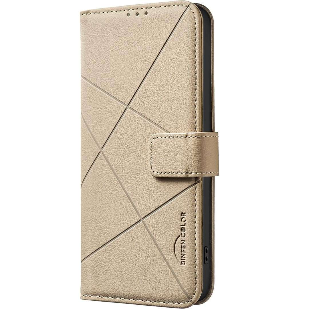 For Redmi Note 14 Pro 5G / 14 Pro+ 5G Geometric Pattern RFID Leather Phone Case(Beige)