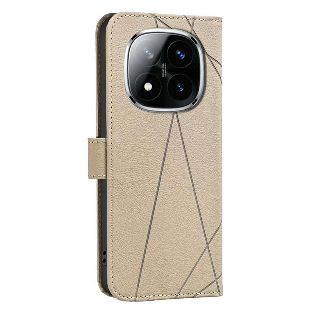 For Redmi Note 14 Pro 5G / 14 Pro+ 5G Geometric Pattern RFID Leather Phone Case(Beige)