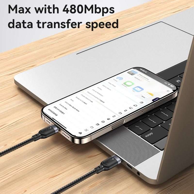 Yesido CA190 60W 3A USB-C / Type-C to Type-C Charging Data Cable, Length:1.2m(Black)