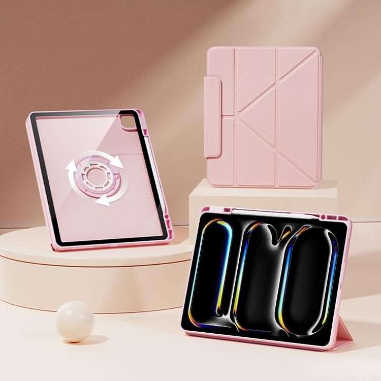 For iPad Pro 13 2025 / 2024 Relieve Stress Rotatable Y-Fold Leather Tablet Case(Pink)