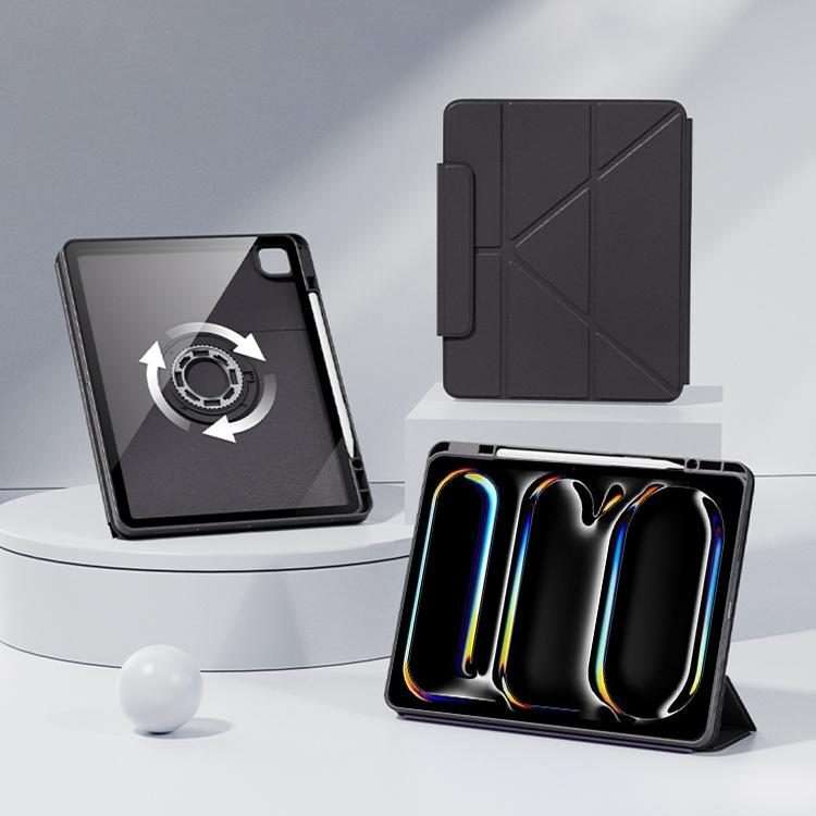 For iPad Pro 11 2025 / 2024 Relieve Stress Rotatable Y-Fold Leather Tablet Case(Black)