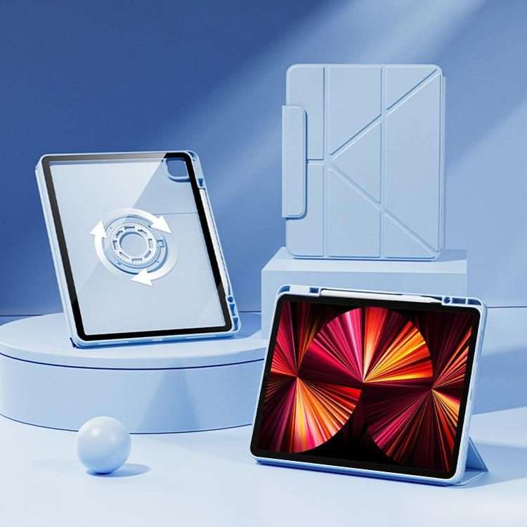 For iPad Pro 11 2022 / 2021 / 2020 Relieve Stress Rotatable Y-Fold Leather Tablet Case(Blue)