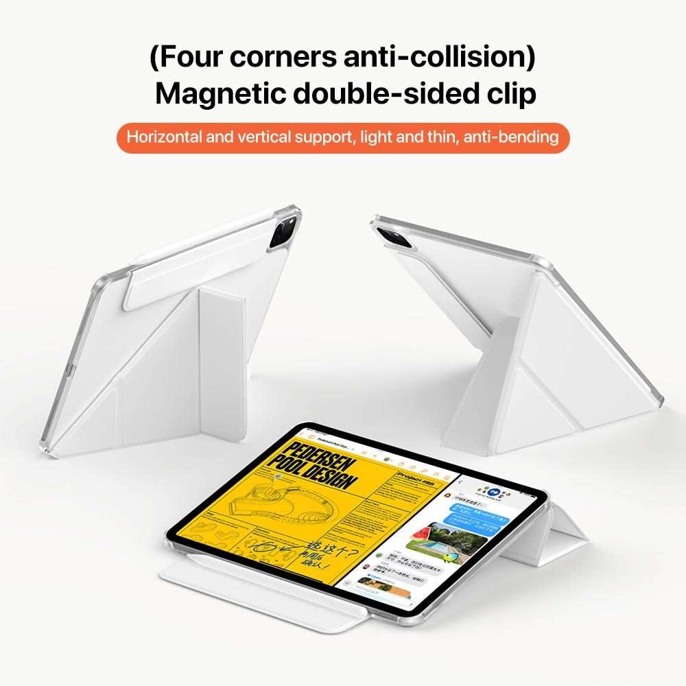 For iPad 2025 / 2022 Four-corner Anti-collision Magnetic Double-sided Clip Tablet Case(White)