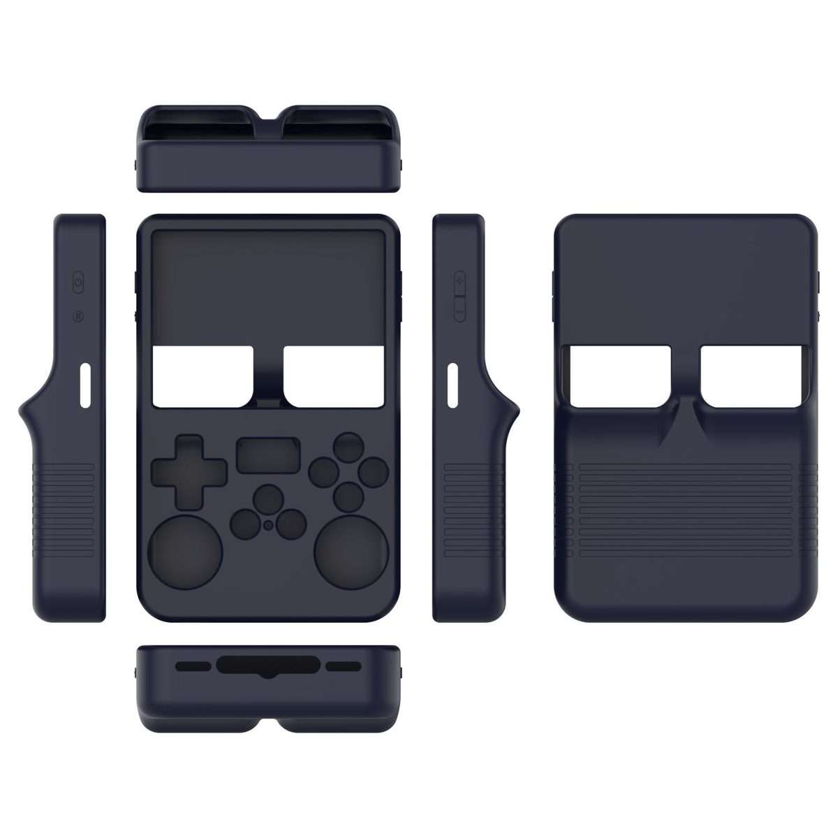 For ANBERNIC R36S Silicone Handheld Game Console Protective Case(Dark Blue)