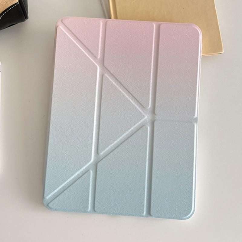 For iPad Pro 13 2025 / 2024 Rainbow Gradient Y-Fold Holder Leather Tablet Case(Gradient Pink)