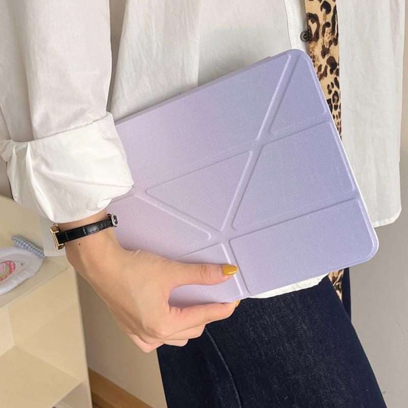 For iPad Pro 11 2025 / 2024 Rainbow Gradient Y-Fold Holder Leather Tablet Case(Gradient Purple)