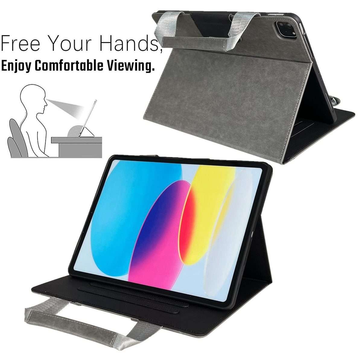 For iPad Air 13 2026 / 2025 / 2024 Zipper Handle Retro Smart Leather Tablet Case(Grey)