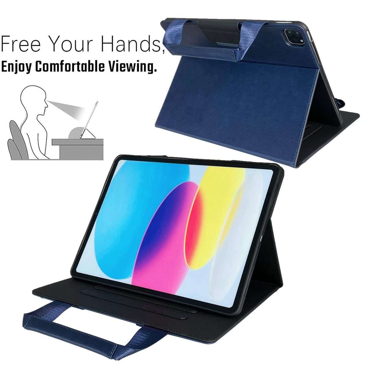 For iPad Pro 13 2025 / 2024 Zipper Handle Retro Smart Leather Tablet Case(Royal Blue)