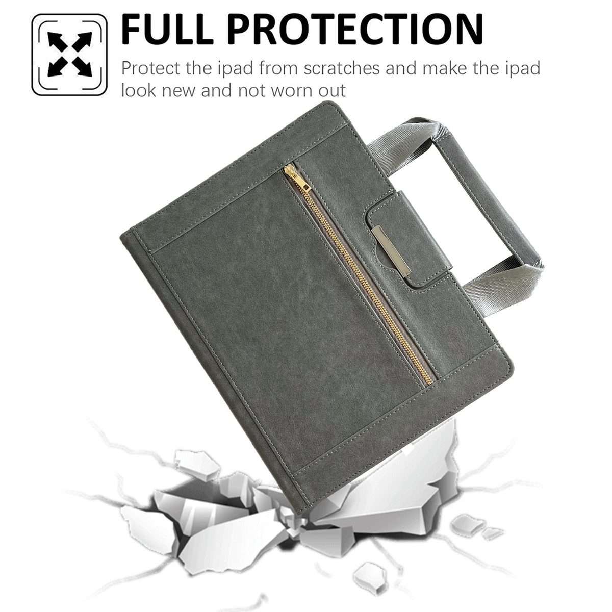 For iPad Pro 13 2025 / 2024 Zipper Handle Retro Smart Leather Tablet Case(Grey)