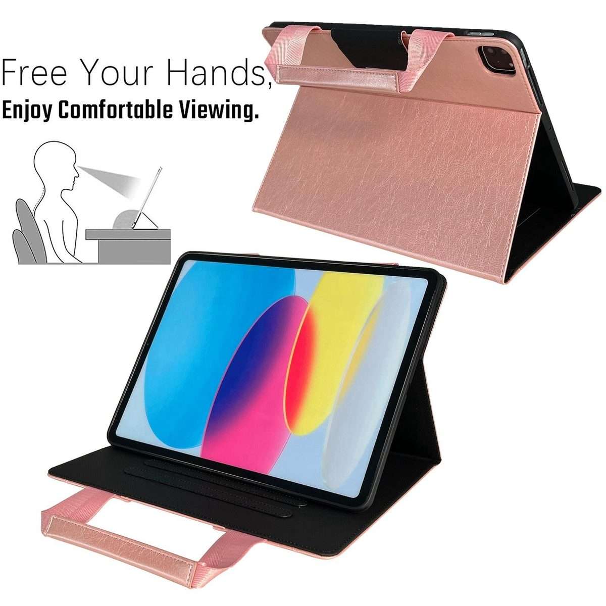 For iPad Pro 11 2025 / 2024 Zipper Handle Retro Smart Leather Tablet Case(Rose Gold)