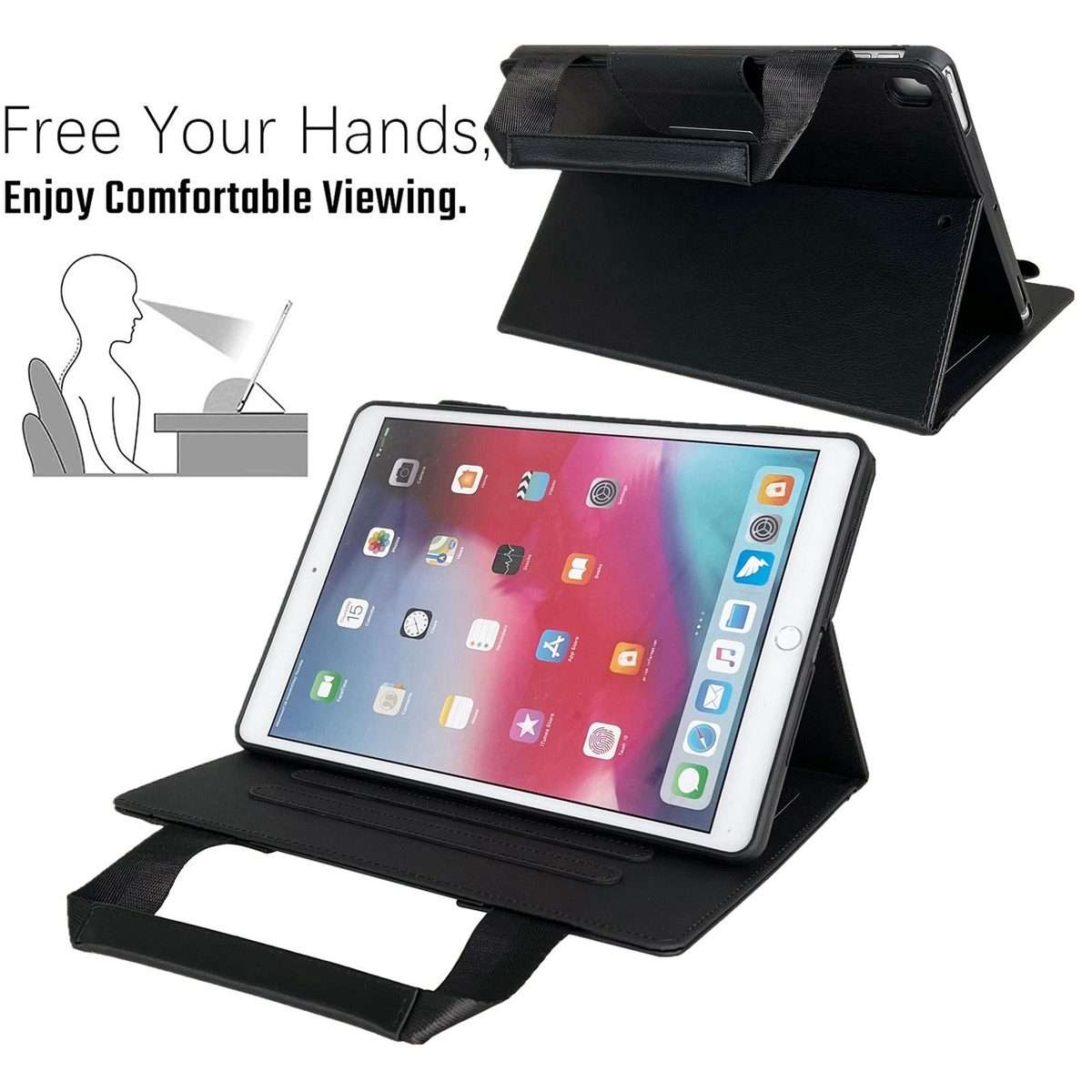 For iPad 10.2 2021 / 2020 / 2019 Zipper Handle Retro Smart Leather Tablet Case(Black)