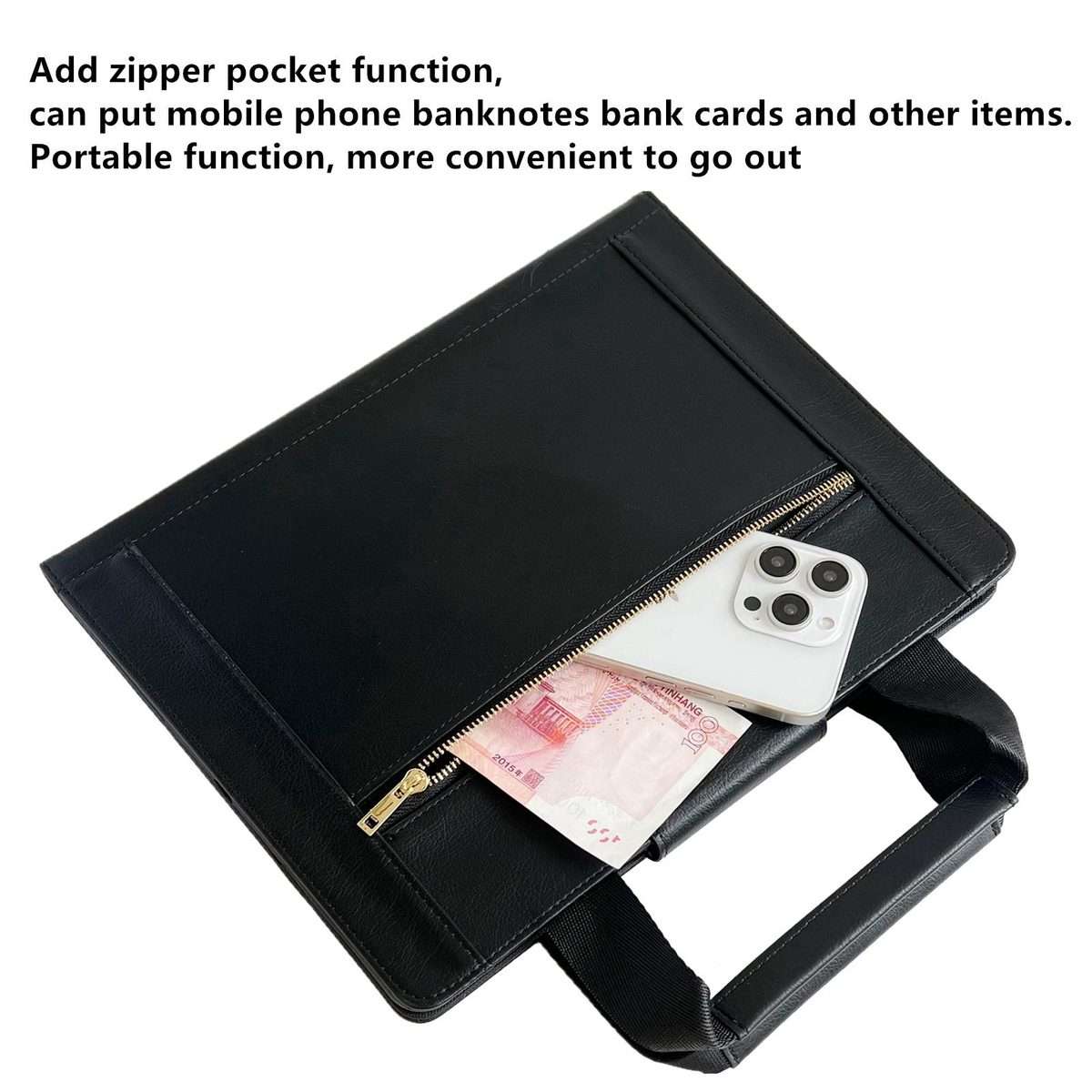 For iPad 10.2 2021 / 2020 / 2019 Zipper Handle Retro Smart Leather Tablet Case(Black)