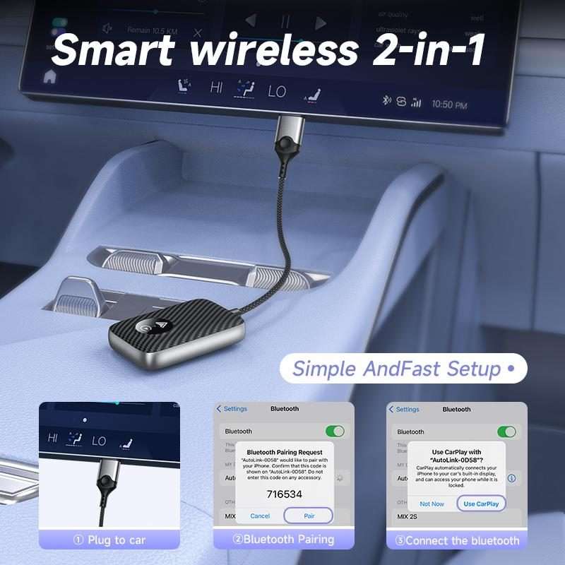 2 in 1 USB Wired to Wireless Car CarPlay / Android Auto Box Adapter(White)