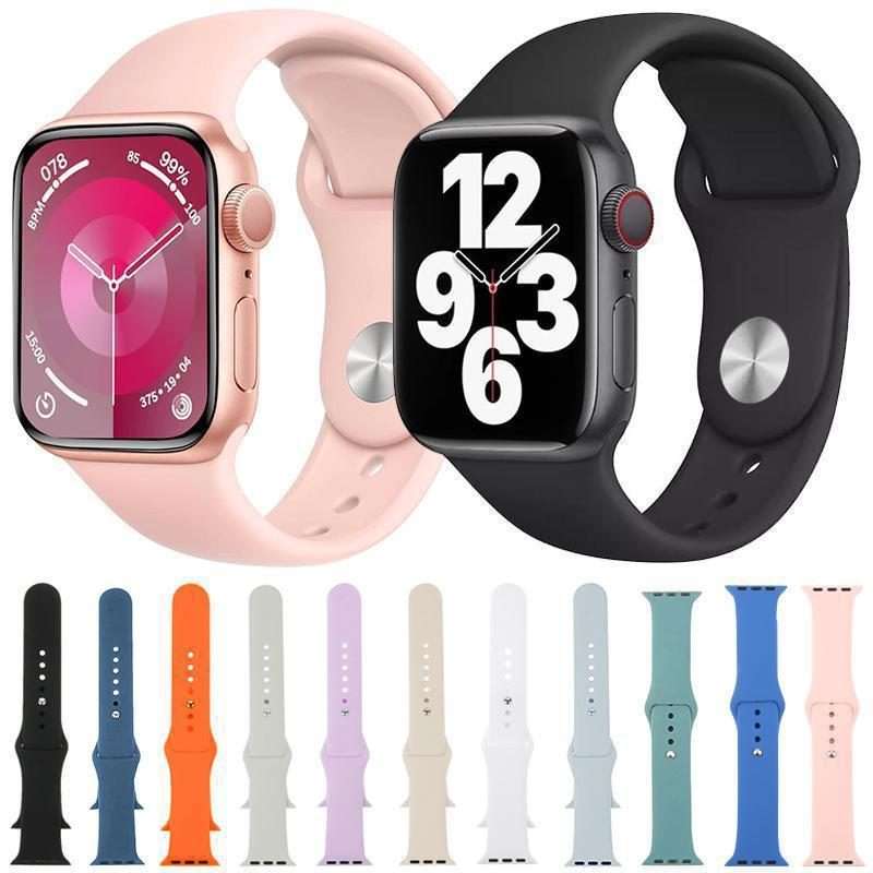 For Apple Watch 46mm / 49mm / 45mm / 44mm xDfind Solid Color Silicone Sports Watc ... (Light Grey)