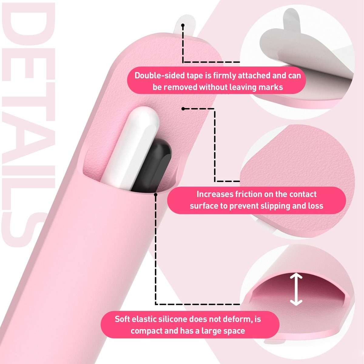 Silicone Stylus Pen Storage Case Universal Pen Bag(Pink)