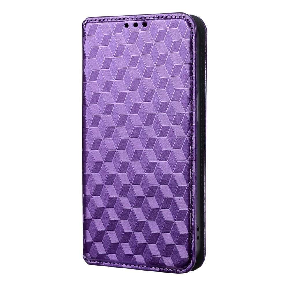 For Redmi Note 14 Pro+ 5G Cubic Grid Texture Flip Leather Phone Case(Purple)